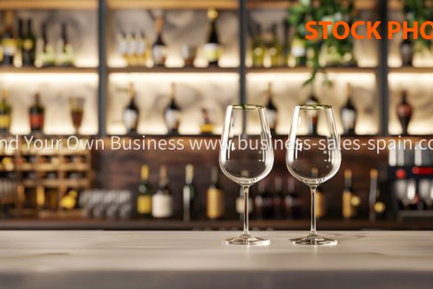 restaurant bar with blank wine glass mockups for wine tasting events