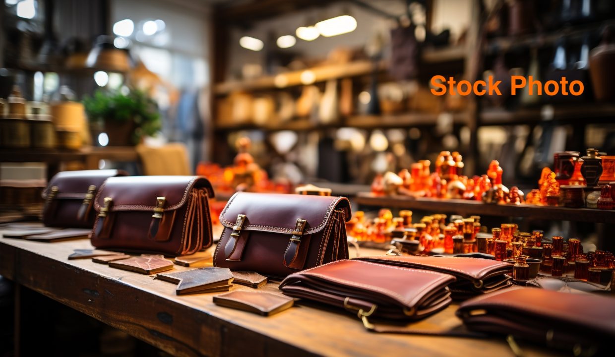 Fashion store offers modern leather collection for men generated by AI