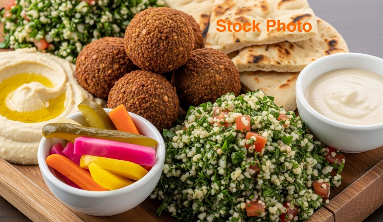 vecteezy_a-plate-with-a-variety-of-food-including-bread-pita-and_71354881